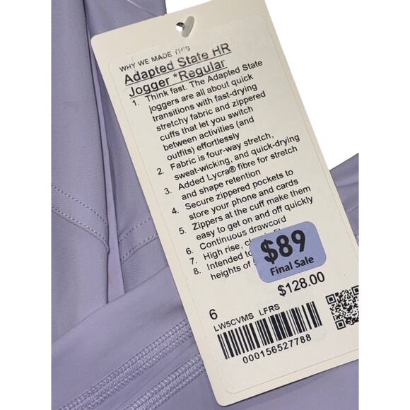 NWT Lululemon Adapted State High-Rise Jogger 28” Sz.6  Lilac Frost  Athleisure - Picture 11 of 15